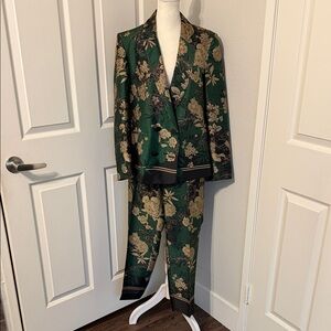 Zara Floral Green & Gold Women's Suit